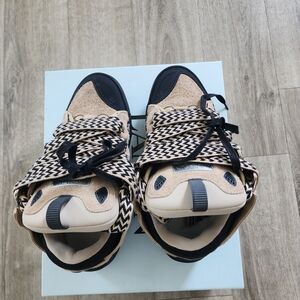 Lanvin Beige and Black Houndstooth Sneakers
